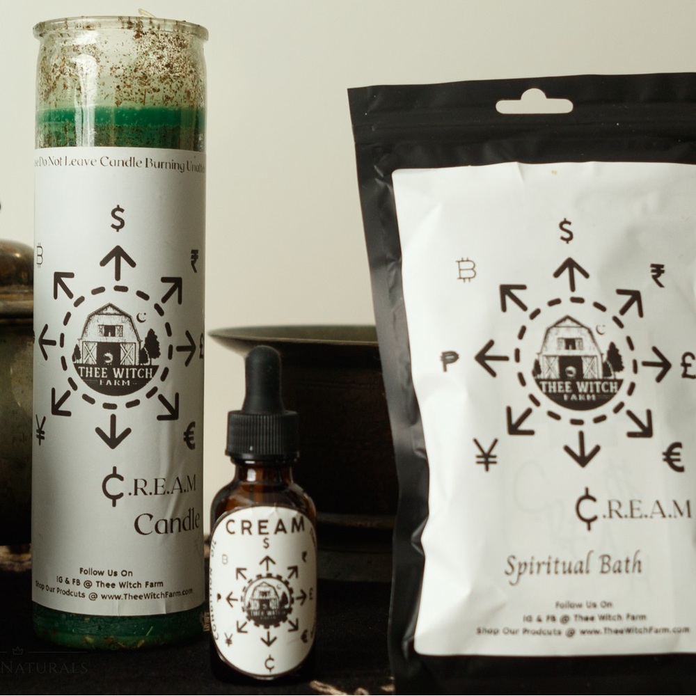 C.R.E.A.M Candle and Spiritual Bath Set - Green and White